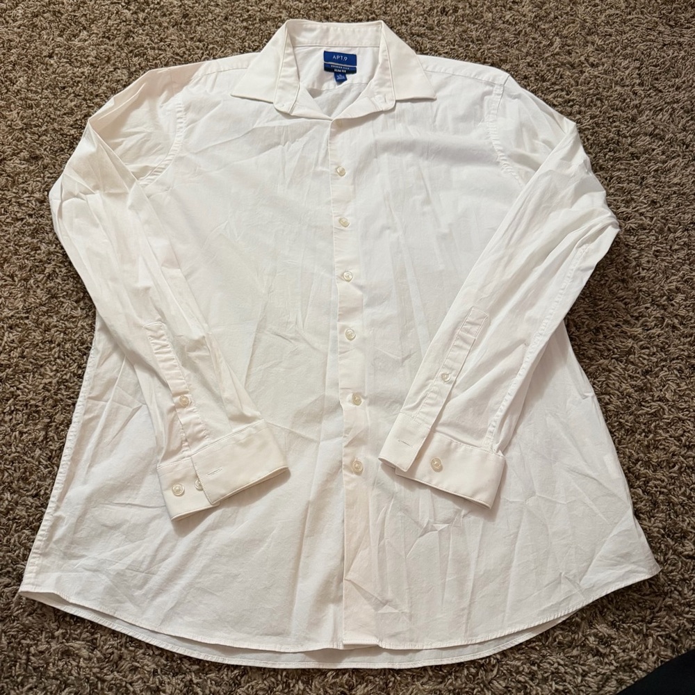 Apt. 9 Men's White Button down Dress Shirt Slim fit